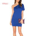 Popular Royal Blue One Shoulder Unique Mini Dress for Women